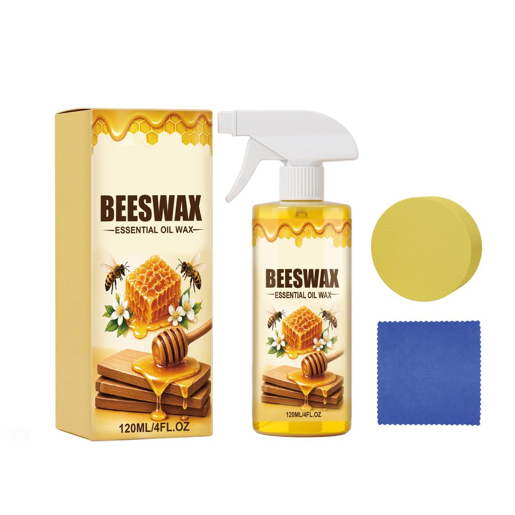 Beeswax Wood Care Spray Kit 120ml with Essential Oil Wax Sponge and Towel for Furniture Surface Maintenance and Cleaning