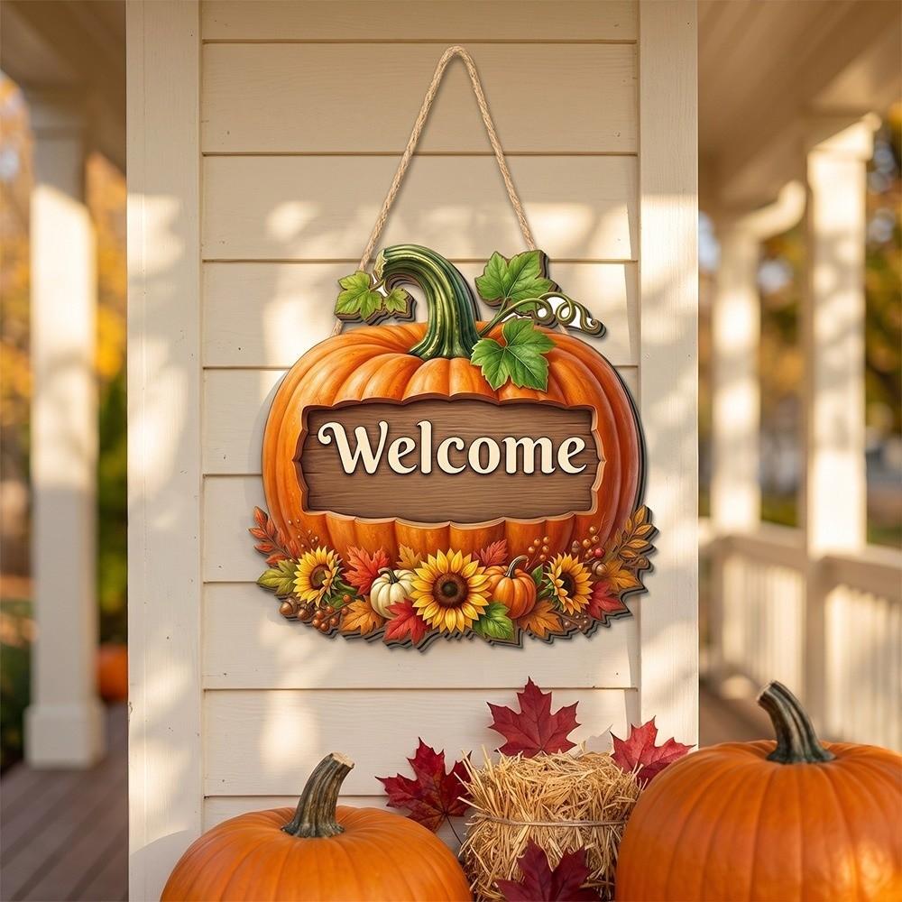 Dwarf Welcome Hanging Sign Pumpkin Halloween Door Hanging Door Decoration Halloween