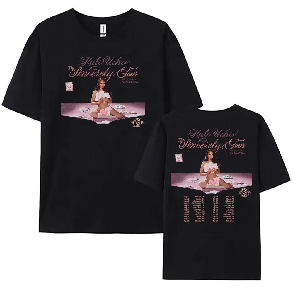 KALI UCHIS Искренний Тур 2026 Футболка Женская Одежда С коротким рукавом Хлопок Свободные Футболки Уличная одежда Унисекс Летняя Женская Футболка
