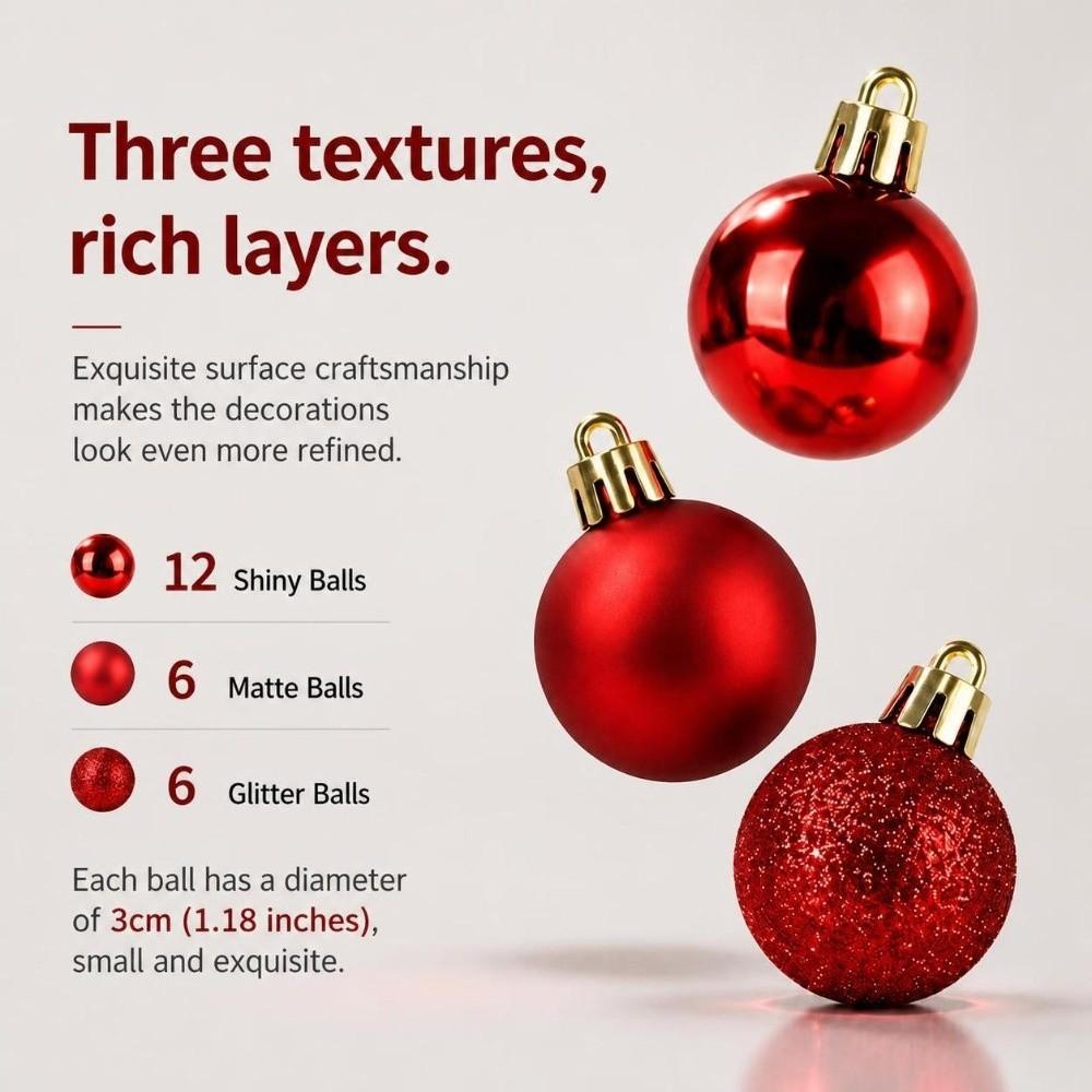 24Pcs 3cm Christmas Ornaments Plastic Christmas Ball Ornament Home Garden Decoration
