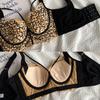 Leopard Lace Bra for Women Sexy Gather and Adjustment Bra Push Up Bra Wide Back Strap Invisible Bra Fancy Underwear