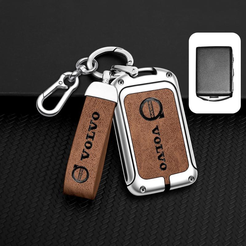 Zine Alloy Leather Car Key Case Cover Protection Shell Holder For Volvo XC60 XC40 XC90 S90 V60 S60 V90 C40 Polestar 1 Polestar 2