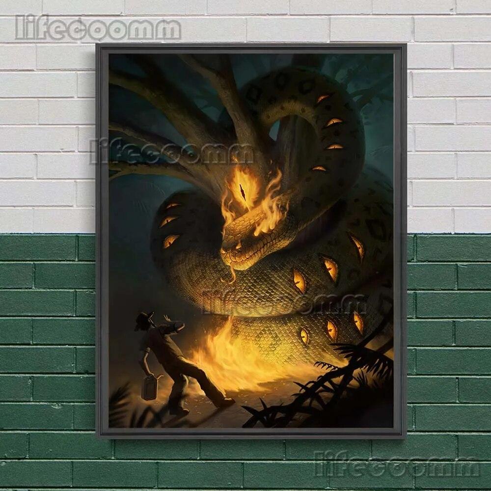 The World Tree And Norse Mythology Vintage Wall Art Canvas Painting Demon Snake And Black Cat Witchcraft Art Poster Print Decor No Frame