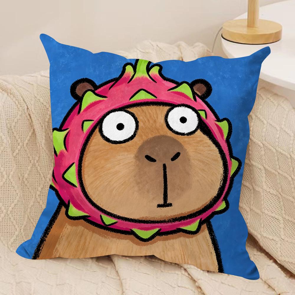 Cute Kapibala Cushion Cover Short plush Doublesided Print Square Throw Pillow Covers Sofa Home Cushion Decor