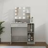 Dressing Table - Vanity Table - Concrete Grey - LED - 1 Drawer - 86.5x35x136 Cm
