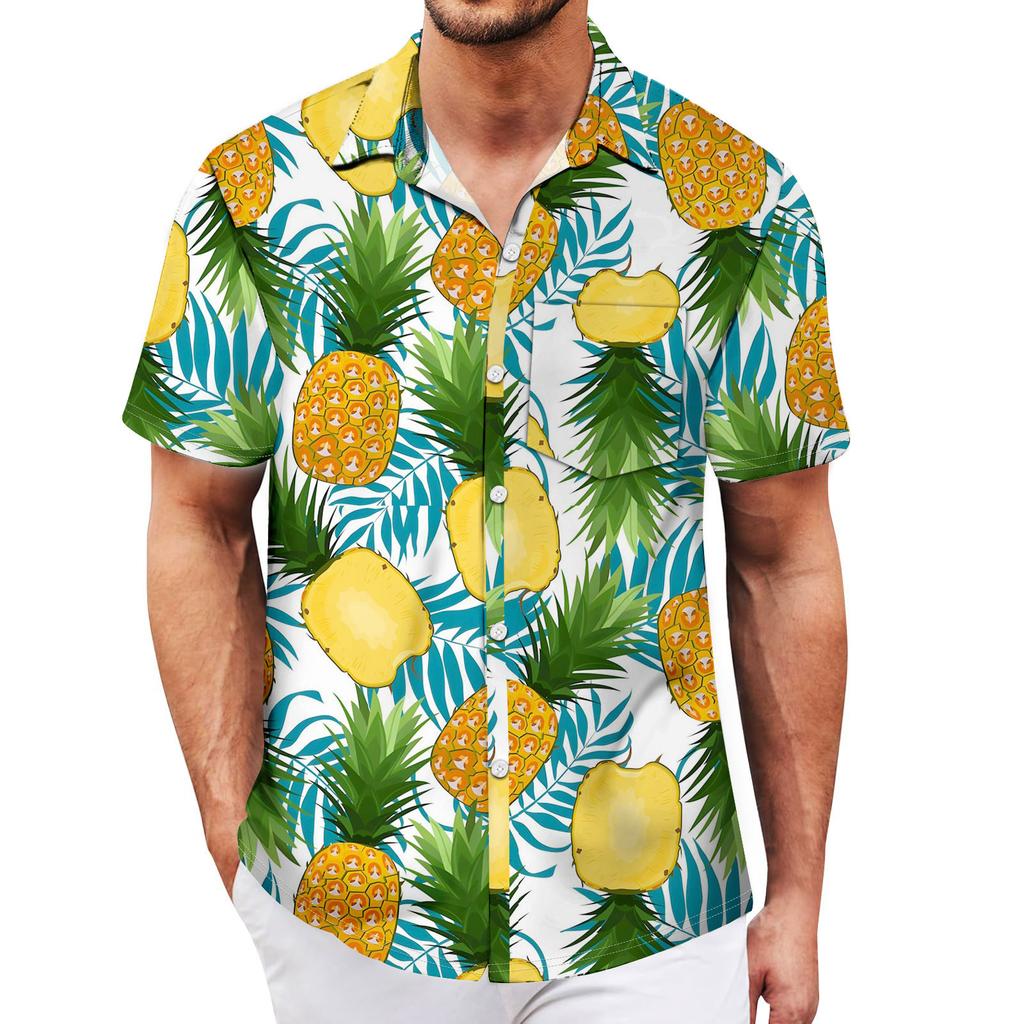 Мужские винтажные рубашки для боулинга на пуговицах с коротким рукавом, летняя пляжная рубашка