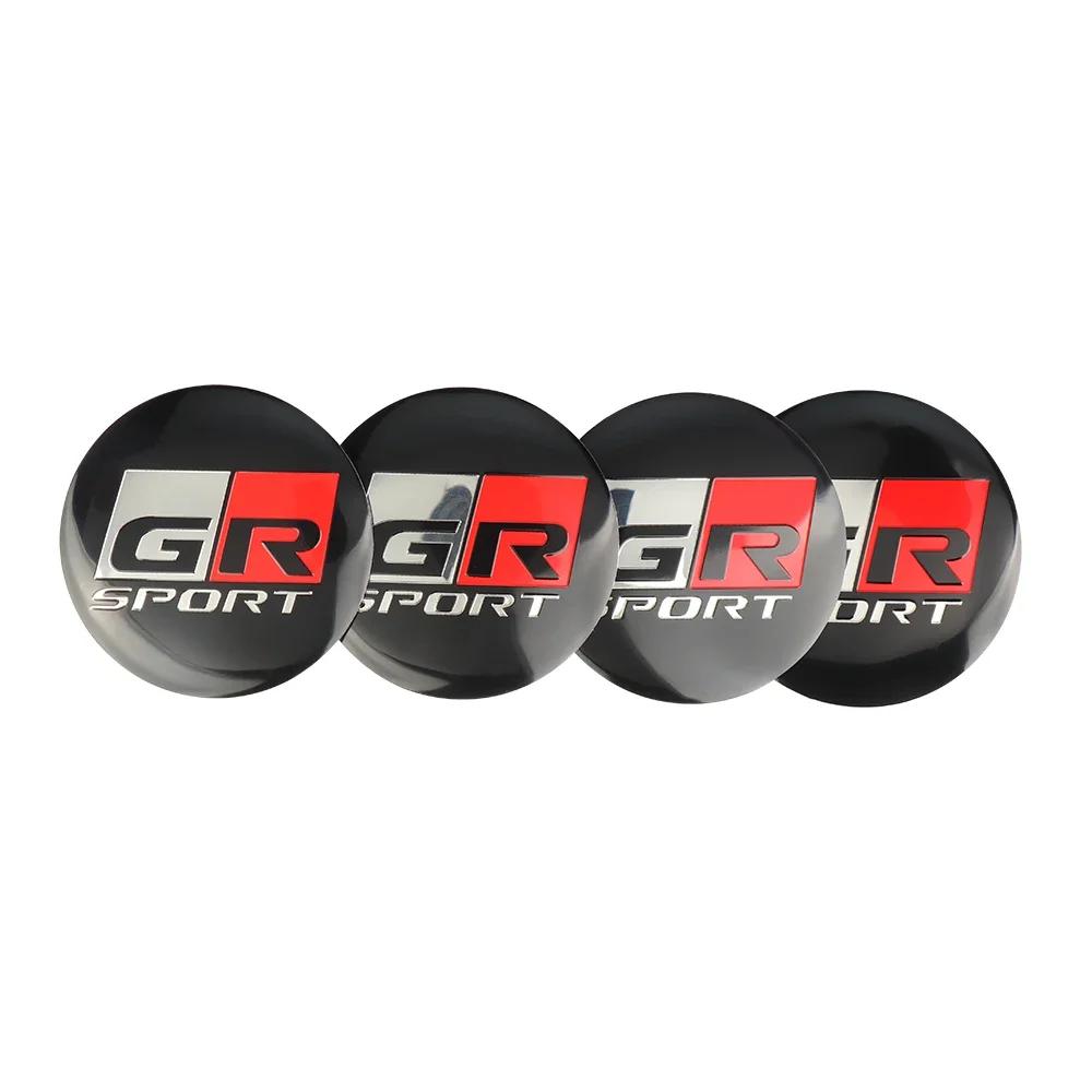 56MM 4Pcs Car Styling Aluminum Wheel Center Hub Caps Stickers For Toyota Rav4 Corolla Camry Aqua Cross Yaris Auris TRD GR Sport CWF1