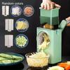 1 Set 3 In 1 Rotary Manual Vegetable Chopper, Multifunctional Chopper with 6 Interchangeable Stainless Steel Blades with Non-slip Pads