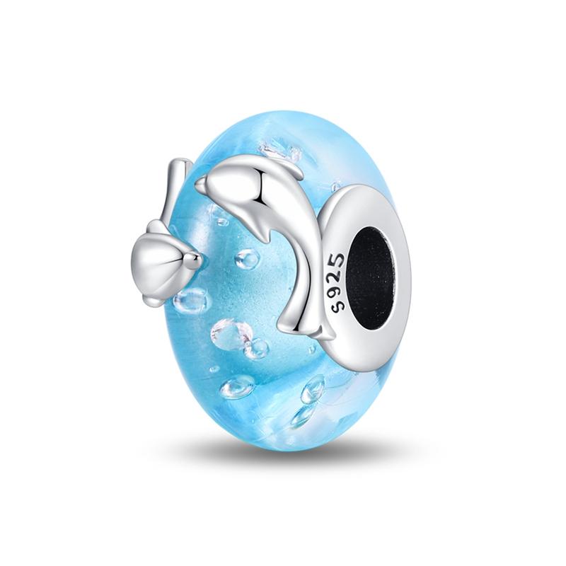 Silver S925 Blue Series Beads Fit Bracelet Bangle Diy Original Design Star Moon Galaxy Charms For Jewelry Make