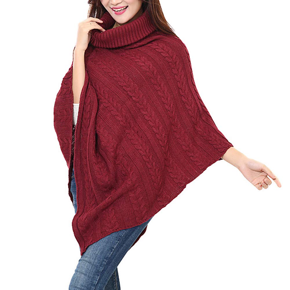ANMIDA Вязаный Свободный Вязаный Верхняя одежда для Осени и Зимы Женское Пончо, Водолазка, Посадка, Свитер,