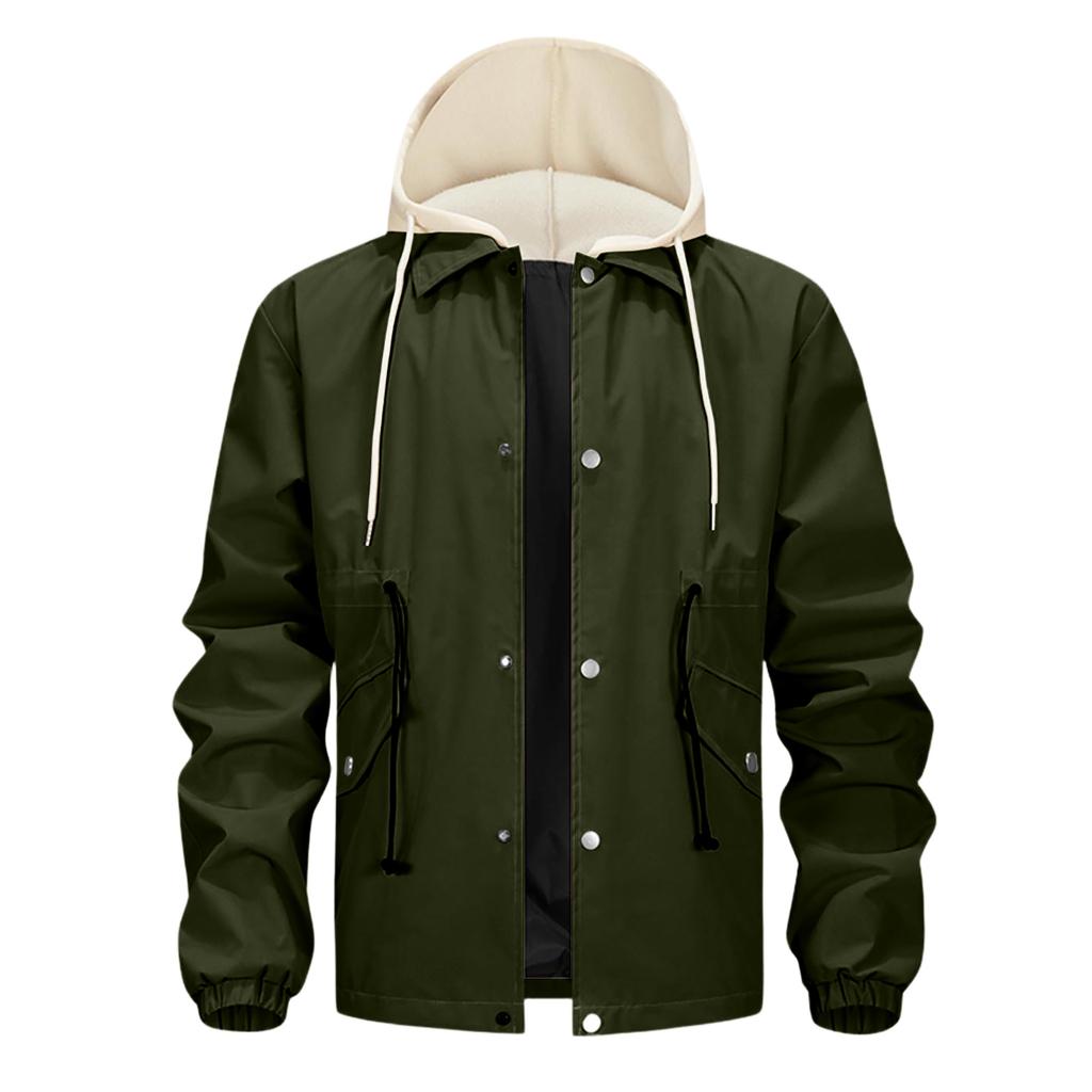 Men'S Loose Jacket Fashionable Multi Pocket Hooded Jacket