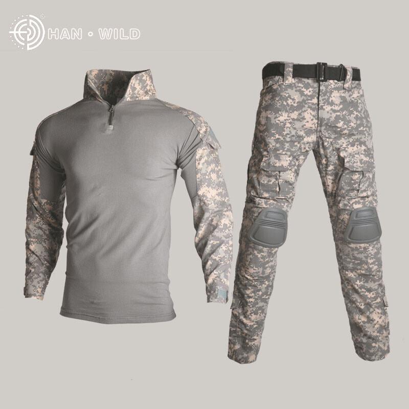Tactical Gear Camouflage Tactical Military Uniform Clothing Sets Paintball US Army Combat Shirt + Cargo Pants with Elbow & Knee Pads