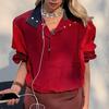 Color Block Splicing Collared Sweatshirt Loose Long Sleeve Top Women
