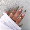 Artificial Nails Round Head Green Geometric Manicure Pieces Fake Nails Wearable Nails Removable
