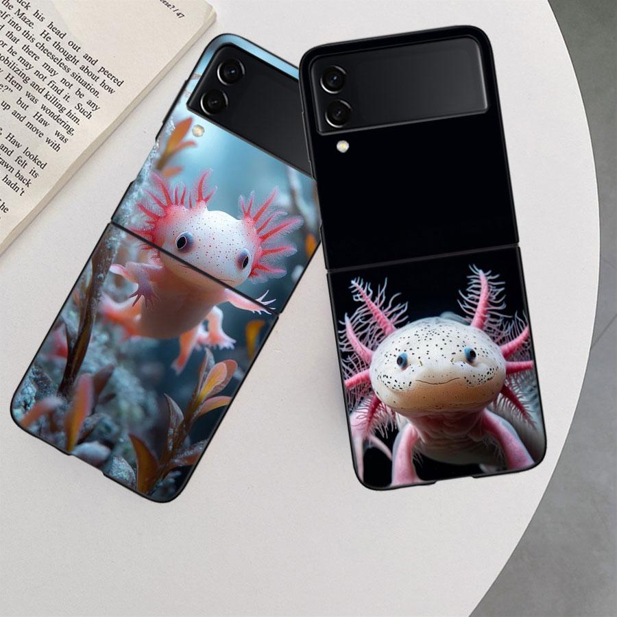 Чехол с улыбающейся саламандрой для Samsung Z Flip 7 6 5G Galaxy Z Flip 5 4 3 Черный Жесткий Чехол для Телефона Роскошная PC Оболочка Coque