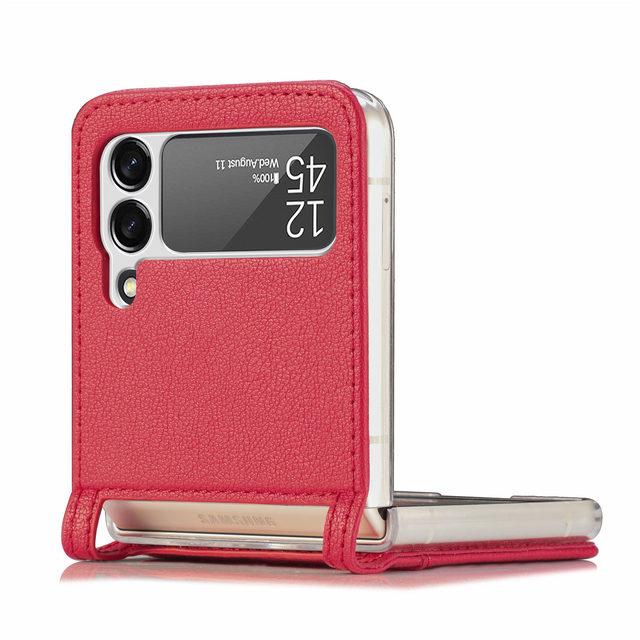 Anti -Falling Matte Leather Cover Case For Samsung Galaxy Z Flip4 5g Flip 4 Flip3 Flip 3 Folding Design Fashion Phone Bag