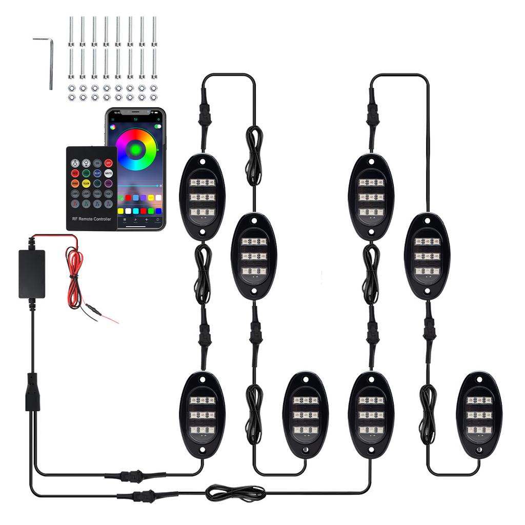 Светодиодная подсветка шасси, окружающий свет салона автомобиля, неоновая подсветка, управление через приложение, музыкальное сопровождение, для пикапа, внедорожника, джипа, внедорожника