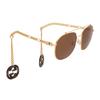 Maze Chain Square Frame Sunglasses Earring-style Design Loop Gold Frame Brown Lenses 58mm Round