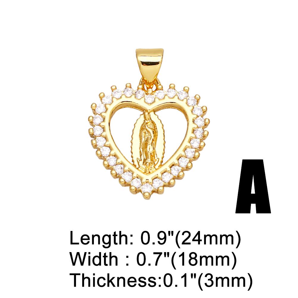 OCESRIO White Crystal Virgin Mary Pendant for Necklace Copper Gold Plated Heart Water Drop Amulet Jewelry Making Supply pdtb067