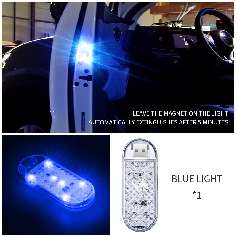2/4PCS Car Door Warning Strobe Light USB LED Ambient Light Wireless Foot Light Mini Decoration Environment Light Atmosphere Lamp