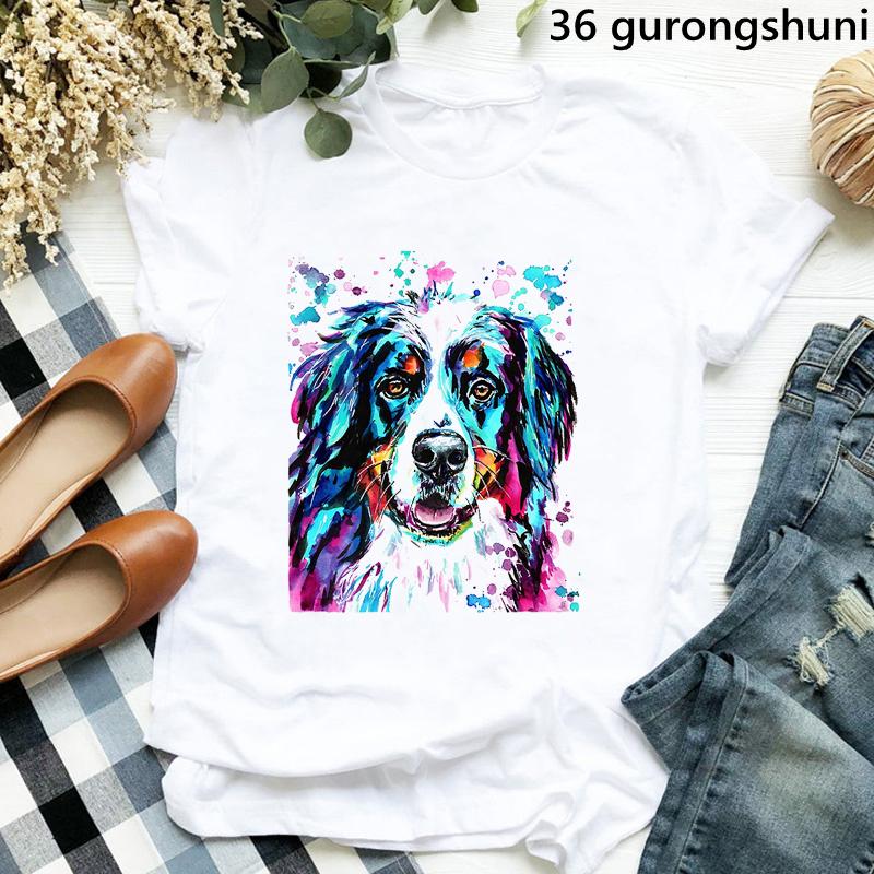 Peace Love Border Colliecockerspanielshih Tzubernese Pyrenees Print Tshirt Unisex Funny Rainbow Leopard T Shirt Girls Tshirt