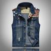 (SU)Мужская новая модная джинсовая жилетка, повседневная ковбойская куртка с дырками на плечах, блузка