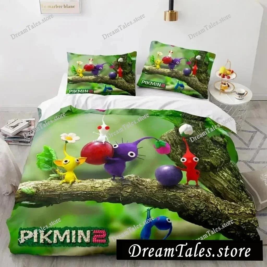 Мультяшный Игровой Набор Постельного Белья Pikmin для Мальчиков и Девочек Размер Twin Queen Пододеяльник Наволочка Постельное для Мальчиков Взрослых Мода Домашний Текстильextile741