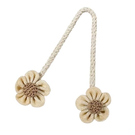 Cotton And Linen Curtain Tiebacks, Decorative Curtain Holdbacks Rope, Flower Curtain Tie Backs, Boho Drapes Holdbacks for Home Office Hotel Decor