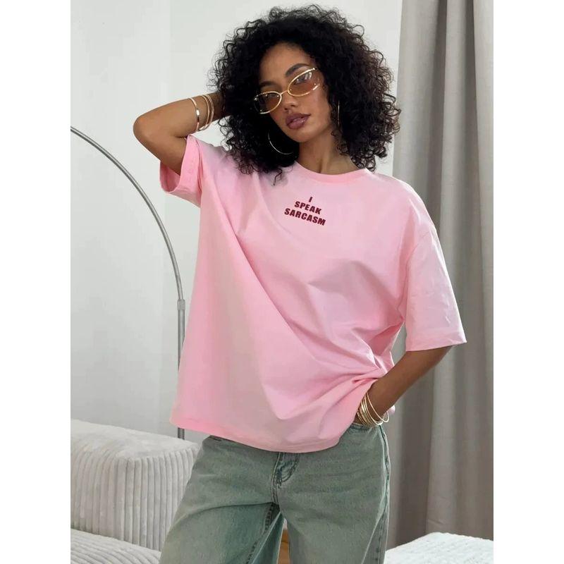 Loose Printed T-shirt Top Western Style New Fashion Print Letter Loose Cotton T-shirt Top