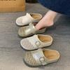 Inner Height Increase Hollow Woven Bag Head Half Slippers Women's Summer Wear New One-pedal Lazy Cool Slippers