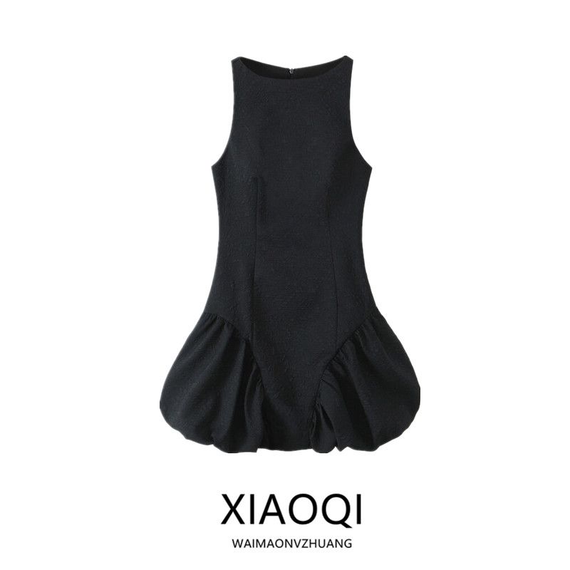 Fashion Style 2024 Fall and Winter New Women's Clothing Easiest for Match Wide Swing Round Neck Sleeveless Short Version Dress 3152218
