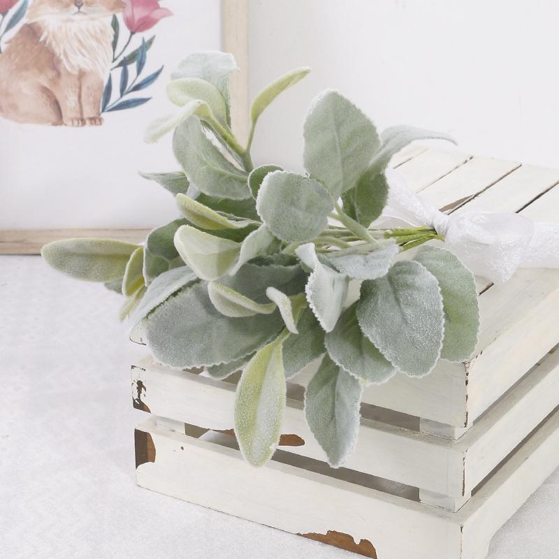 5/10Pcs Artificial Snowflake Velvet Green Leaves For Christmas Tree Wreaths Table Wedding Decor Winter Holidays Home Room Decor