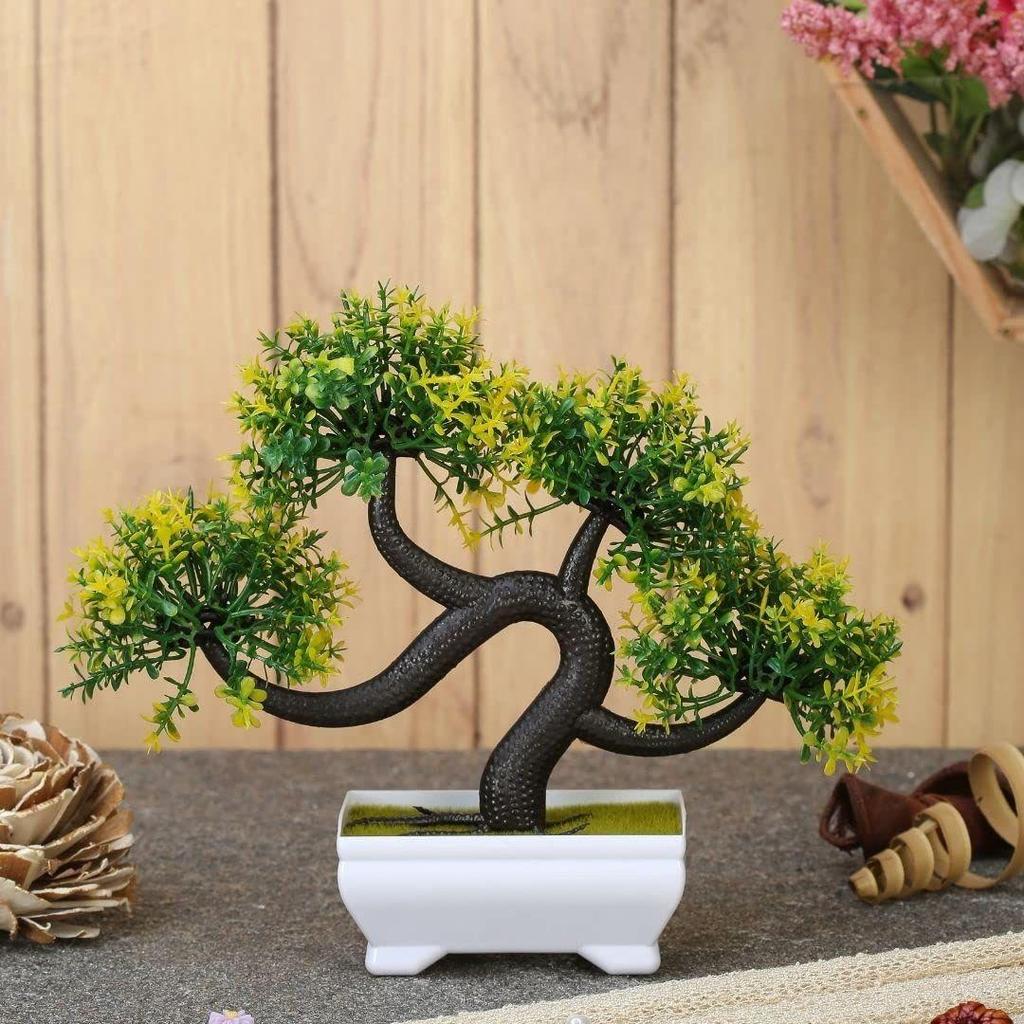 Новый 1 шт. искусственный цветок бонсай с дизайнерским горшком | Реалистичный вид - не требует ухода | Небольшие растения для домашнего декора