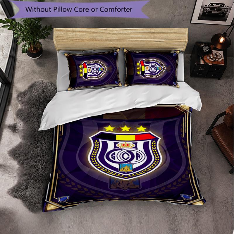 Anderlecht FC Themed Bedding 3Pcs Duvet Cover Set Decorative Bed Linen For Teen Room Home Decoration