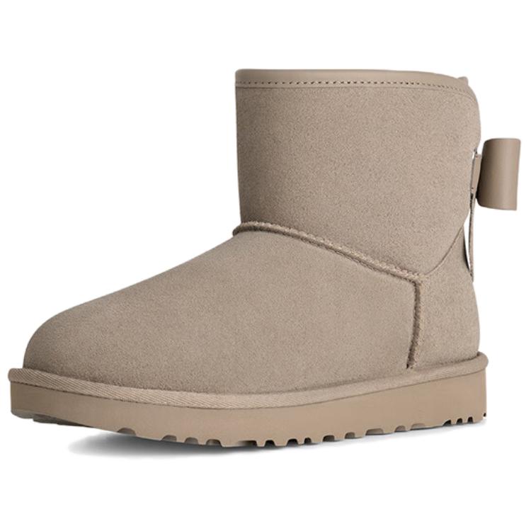 Женские ботинки UGG Ultra Mini Bailey из кожи с бантом, на флисовой подкладке, удобные модные снегоступы женские Pebble