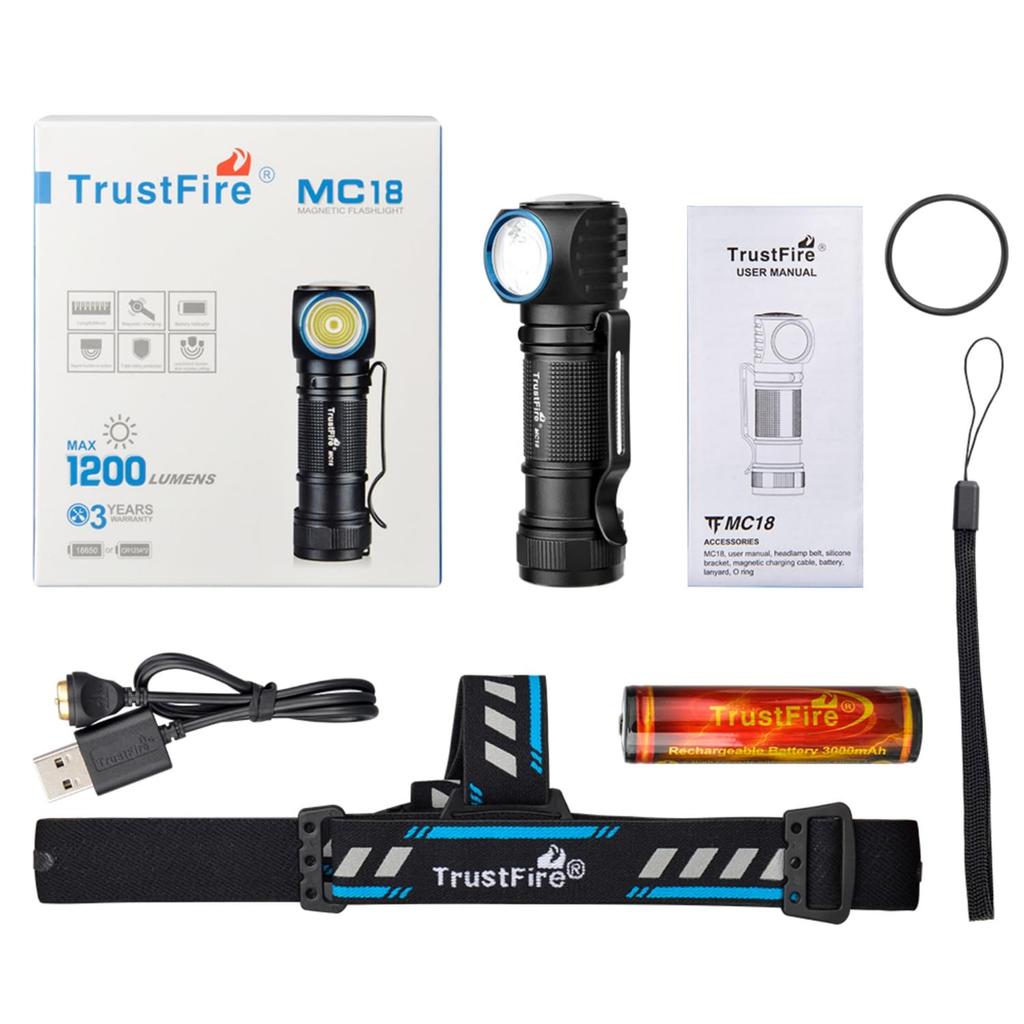 Trustfire MC18 Перезаряжаемый Светодиодный 1200 5 Магнитный IPX8 Ручной Сверхяркий 18650 Часы Магнитный Сверх Идеально для Катастроф На Открытом Воздухе Ночь и Питание