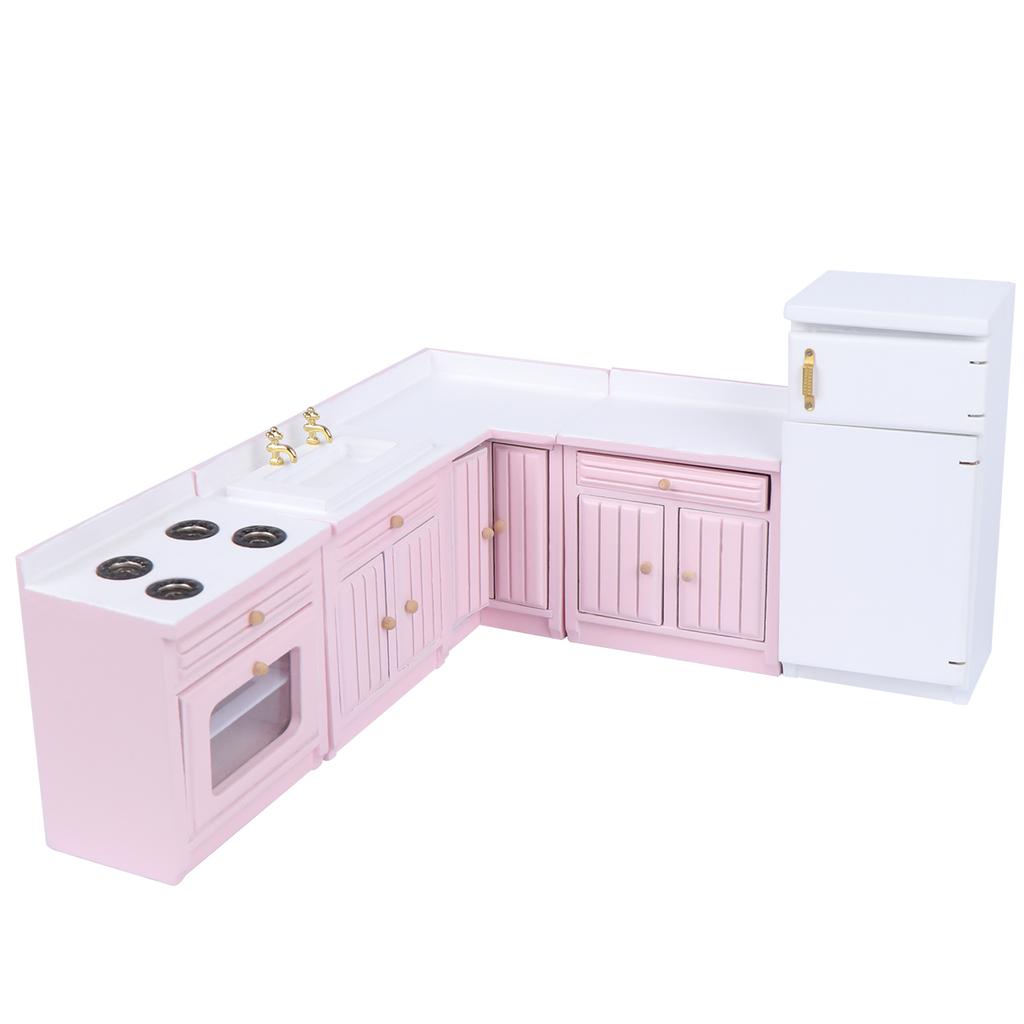 Dollhouse Kitchen Furniture Kit 1:12 Dollhouse Furniture Wooden Kitchen Cabinet
