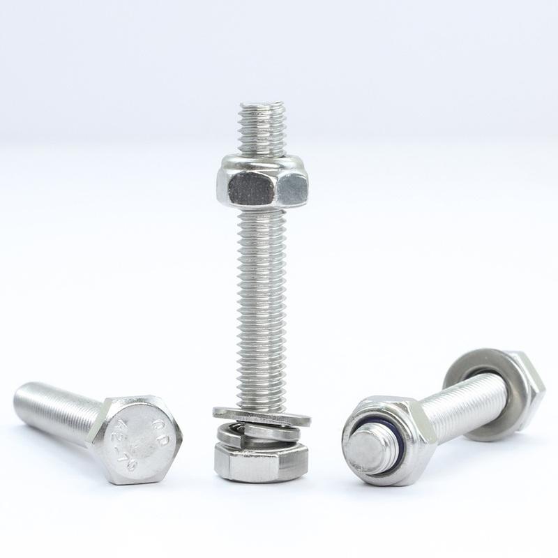 Hexagon Head Bolts and Lock Nuts Washers Set Stainless Steel Hex Head Screws With locknut Kit Spring Washers M4 M5 M6 M8 M10 M12