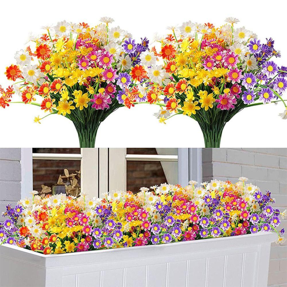 Colorful Artificial Flowers UV Resistant Chrysanthemum Small Daisy  Home in/Outdoor Garden Decor