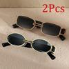 2Pcs Fashion Square Oval Plastic&Metal Frame Women Sunglasses for Men Daily Life Eyewear Accessories