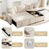 Modern L-shaped sofa with pull-out sofa bed, storage space, USB charger, armrest storage and 2 cushions, suitable for living room etc. Beige.