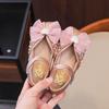 Girls Crystal Princess Shoes 2024 Spring&Autumn New Children's Simple Pearl Bow Elegant Leather Shoes for Party Wedding Show