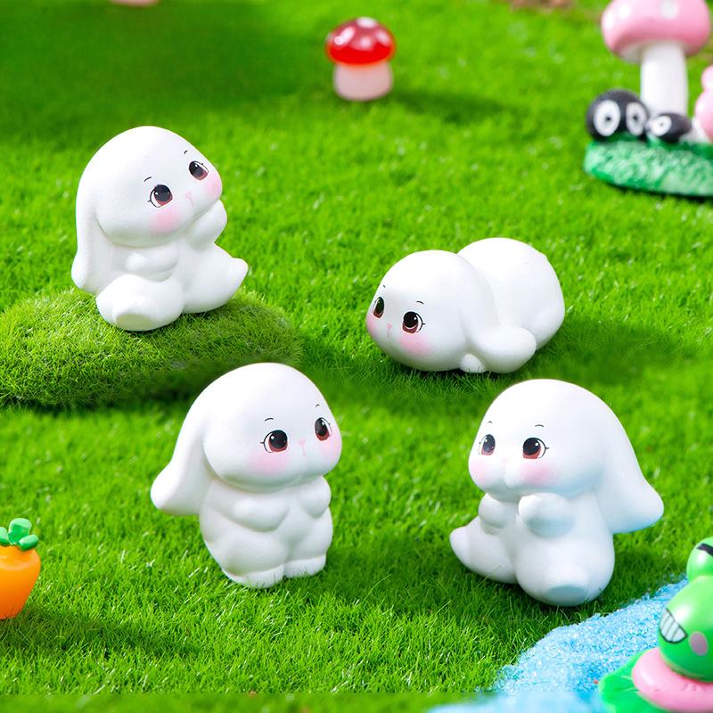 Микро-ландшафтное украшение, милый кролик, фигурка животного, ручная работа из смолы, украшение для рабочего стола, автомобиля