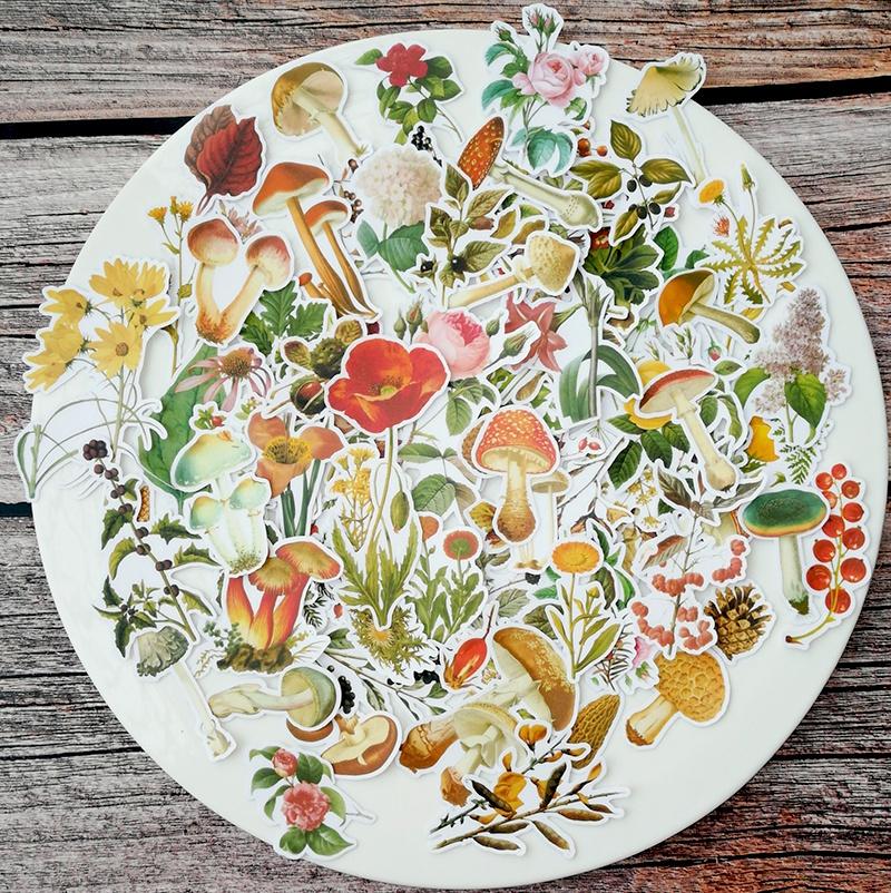 90Pcs/Pack Plants Mushroom Sticker DIY Craft Scrapbooking Album Journal Happy Planner Decorative Stickers