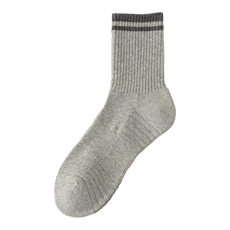 Мужские осенне-зимние утолщенные носки до середины икры из чистого хлопка с махровой подошвой и цветными блоками, теплые, с защитой от запаха, спортивные носки до колена