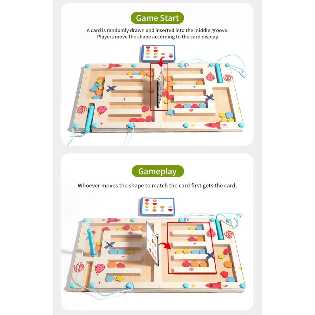Деревянный Цвет Форма Магнитный Лабиринт Магнитная Сортировка Дорожная Доска Монтессори Игрушка-Пазл Обучающая для Возраста 3+ Мелкая Моторика