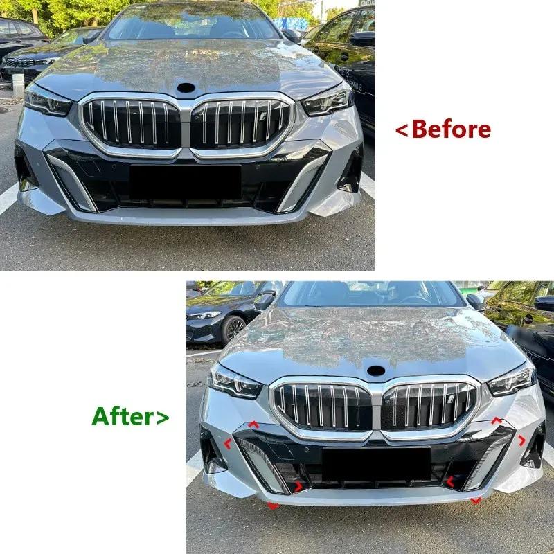 Car Front Bumper Air Vent Trim Spoiler For BMW 5 Series G60 G61 i5 M Sport 2024+ Canards Blade Side Splitter Stickers Cover