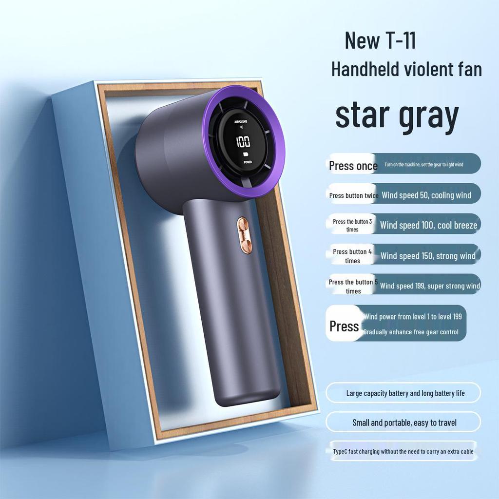 Southeast Asia T11 USB Mini Bladeless Handheld Fan with Digital Display