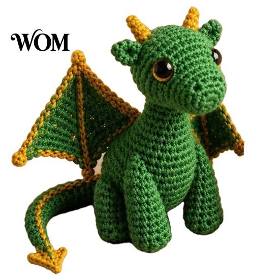 Handmade Dragon Decor Crochet Doll with Card, Emotional Support Decor, Desk Mini Knitting Ornament, Inspirational Gifts for Family Friends Toy