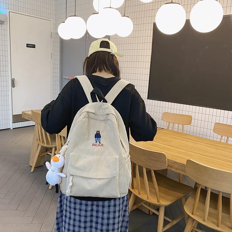 Сплошная цветная книжная сумка, студенческий рюкзак, вельветовая школьная сумка, рюкзак большой емкости